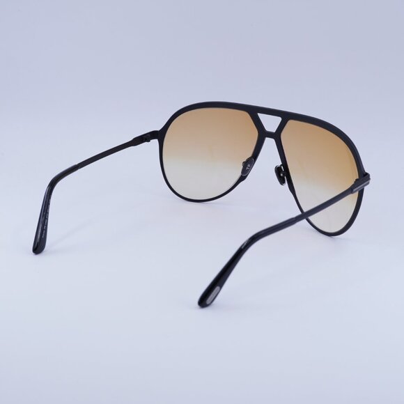 Tom Ford Xavier FT1060 01F Sunglasses Shiny Black Aviator Frame, Brown Lenses - Picture 9 of 10